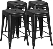 24 Inch Barstools Set of 4 Counter Height Metal Bar Stools, Indoor/Outdoor Stack