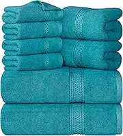 Utopia Towels 8 Piece Towel Set with 2 Bath Towels, 2 Hand Towels and 4 Washcloths, 600 GSM 100% Ring Spun Cotton, Absorbent Towel Set for Bathroom, Hotel, Spa - Blue