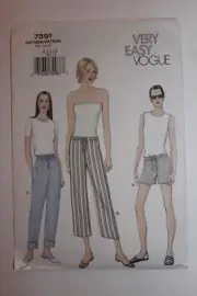 Vogue Pattern #7591 Misses' Size 8,10,12 Shorts and Pants with drawstring