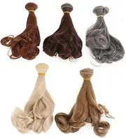 Toddmomy 5pcs DIY Doll Hair Extensions Curly Wigs for Dolls Easy to Apply Craft Supplies Soft Gentle Material for Customizing