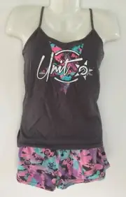 Women's UNIT Miami Charcoal Pyjama Singlet Top & Shorts Set NEW /TAGS 14 RRP $50