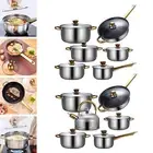 6 Pieces Kitchen Cooking Set Frying Pan Pots and Pans Set for Home Kitchen