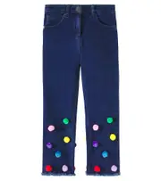 [Stella McCartney Kids] Stella McCartney Kids Pompom-trimmed straight jeans Y 4 blue