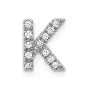 14K White Gold Real Diamond Letter K Initial Charm