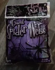 Giant Purple Spider Web Indoor/Outdoor Super Stretch Web & Spiders