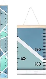 Growth Charts for Kids, Harebe Removable Canvas Wall Hanging Growth Height Chart for Home Decoration, Ruler Wall Decor for Kids, Child Boy Girl - Macaron Blue