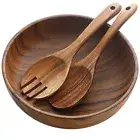 Wooden Salad Bowls, Large Acacia Wood Salad Serving Bowl with Serving Tongs, ...