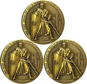 The Task Ahead of You is Never As Great As The Power Behind You Christian Challenge Coin Armed Soldier Cross Relief Inspiring Bible Verse Pocket Token (Pack of 3)
