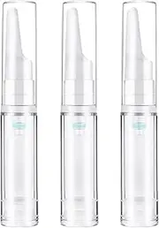 BlingKingdom 3pcs Empty Travel Press Pump Bottles Small Face Serum Airless Pump Jars Lotion Eye Cream Container Vial Portable Essential Oils Refillable Toiletries Bottles (10ml)
