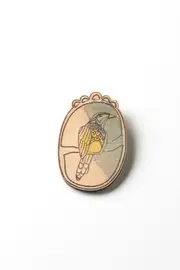 Wattle Bird Wooden Brooch--POL-BRWOWB