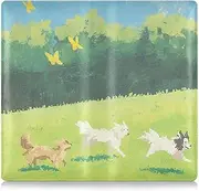 [Amooorous] Cartoon Cute White Dog Pu Leather Car Registration and Insurance Card Holder Auto Truck Comparment Accessories Case for ID, Driver's License, Key Contact Information Cards