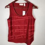 NWT Chico's Red Lace Satin Overlay Layered Tiered Tank Top Size (0/XS) #0302