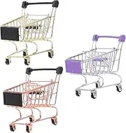 ibasenice 3pcs Miniature Supermarket Shopping Carts Makeup Sponge Holder Powder Puff Container Desk Storage for Colors