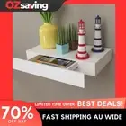 Floating Wall Shelf 1 Drawer Storage White MDF 48x25x8cm Home Decor 2187