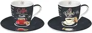 JD Diffusion 1015ictt Coffee Time Set of 2 Coffee Cups and Saucer Multi-Coloured