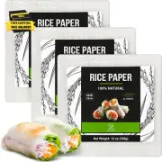 Rice Paper, White Rice Paper Wrappers, 3 Pack, 102 Sheets-Fresh Spring Roll Wrap