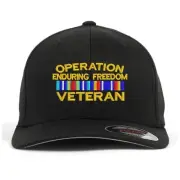 Operation enduring freedom veteran embroidered flex fit baseball cap