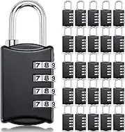 25 Pcs 4 Digit Combination Locks Combination Padlock Luggage Number Locks Outdoor Waterproof Resettable Padlock for Door Traveling School Gym Locker Suitcases Employee Hasp Storage