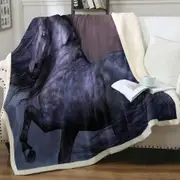 Mythos the Handsome Black Horse Throw Blanket
