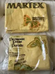 Vintage Martex Hanae Mori Butterfly Full Sheet Set 1 Flat & 1 Fitted Sheet NIP