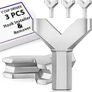 Blulu 3 Pcs Hook Installer and Remover 1/4" Hex Y Cup Power Wing Nut Driver Galvanised Steel Cup Hook Screw Driver for ‎ Installing Screw Hooks Wall Ceiling