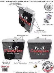 RC Champion 3 Row Radiator Chevy Config,12" Fans for 1949 Oldsmobile Series 78
