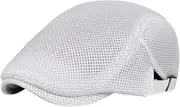 [howkuhat] Adjustable Men's Mesh Breathable Beret Flat Cap Casual Peaked Newsboy Cap Forward Hat for Camping Hiking
