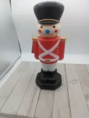 Christmas 11” Blow Mold Table Top Toy Soldier Lights Up Shelf Red