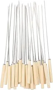 25pcs Stainless Steel BBQ Skewers with Handle Heat Resistant Barbecue Skewers for Grilling Meat and Vegetables for Outdoor Cooking and Gatherings