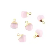 Pink Chalcedony Yellow Gold Plated DIY Single Bail Connector Lot of 6 Pcs