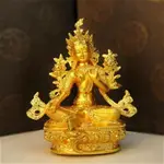 ☈藏傳 尼泊爾工藝6寸銅鎏金綠度母佛像 救度母菩薩 觀音佛像結緣