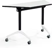 YVYKFZD Folding Conference Table, Mobile Flip Top Meeting Table, White Rolling Conference Room Table with Locking Wheels, Portable Seminar Training Table, Easy Assembly(1PCS)