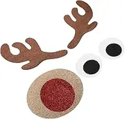 Toddmomy 1 Set Christmas Reindeer Face Stickers Glitter Elk Decals for Easy Application Windows Doors and Walls Nonwoven Craft Supplies for Holiday Home and Shop Decor