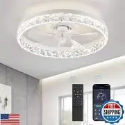 LEDIARY 20" Modern Ceiling Fans with Lights and Remote, Dimmable Low Profile