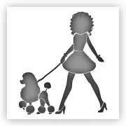 Woman Walking Poodle Dog Stencil - Choose a Size - Laser-Cut Reusable Plastic
