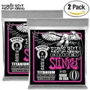 2-PACK Ernie Ball 3123 Super Slinky Coated Titanium Electric Guitar Strings 9-42