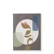 [James Lane] Abstract Leaf Framed Canvas Circle - 80cm x 60cm