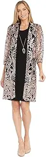 [R&M Richards] 2PC Contrast Duster Jacket Dress W Embroidery & Sequin Embellishments