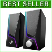 High-Quality USB Powered Computer Speakers with 6 Lighting Modes and Bass Boost