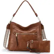 Hobo Bags for Women,Medium Vegan Leather Handbag with Wallet Pouch Set Guitar