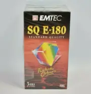 Emtec VHS 4x Tapes SQ E 180 PAL SECAM New Sealed VCR Blank