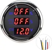 Water Level Voltage Meter - Universal Boat Gauge RV - IP67 Waterproof 3-in-1 Sewage Gauge (Dial White)