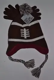 Boys Winter Football Hat & Glove Set Ski Hat Laplander Beanie Fleece Lined