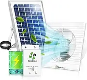 Solar Fan for Chicken Coop with Battery, Solar Exhaust Fan for Shed with 12W Bifacial Solar Panel & Solar Powered Fan with Anti-backflow Valve (150 mm)