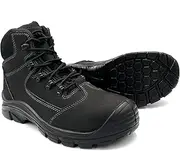 [Lurewilder] Men's Steel Toe Boots Safety Boots for Construction Punch Proof Oil Resistance Static Dissipative Leather Steel Toe Shoes