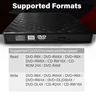 Usb 3.0 便攜式外置 DVD/CD RW 驅動器刻錄機刻錄機 DVD RW 光驅 CD/DVD ROM 播放器