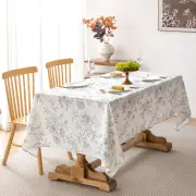 Floral Linen 55 x 120 inch Oval Tablecloth Wrinkle Resistant Vintage Farmhous...