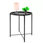 Round Side Table Coffee Table Tray Metal End Riser Stand 17X17X20"
