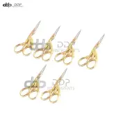 Lot Of 6 Pieces Eye Brow Scissors/Silk 'Stork Scissors' 3.5'' Gold Handle