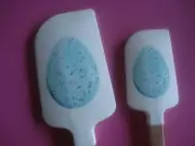 WILLIAMS SONOMA EASTER SPATULA SPECKLED ROBINS EGG LARGE AND MINI SET 2 NEW